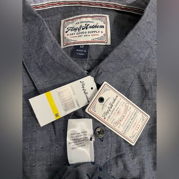 Flag & Anthem Men’s Classic Charcoal Button Up Shirt Long Sleeve Size Medium NWT - Picture 3 of 8